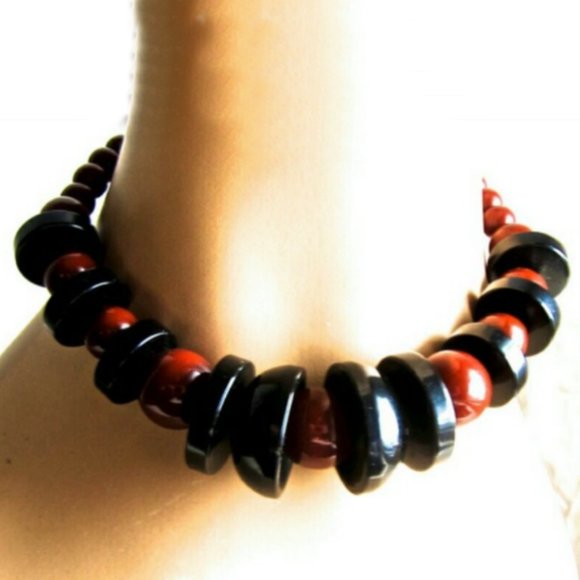 Vintage Geometric Bakelite 1940s Choker Necklace - Picture 1 of 6